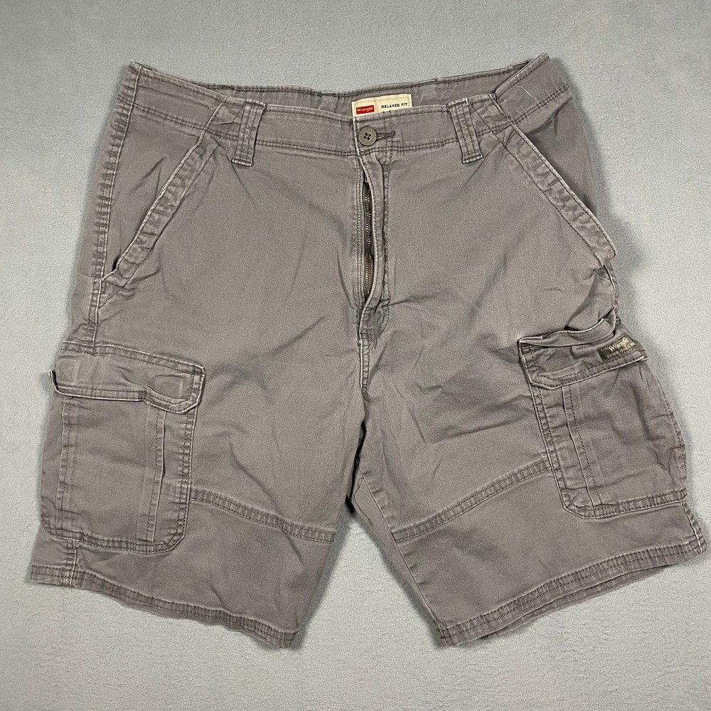 Wrangler Mens Relaxed Fit Cargo Shorts Gray Cotton Stretch 36x10 112314950
